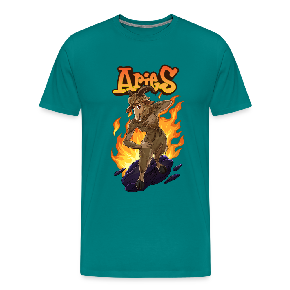 Men's Fiery Aries Premium T-Shirt - teal