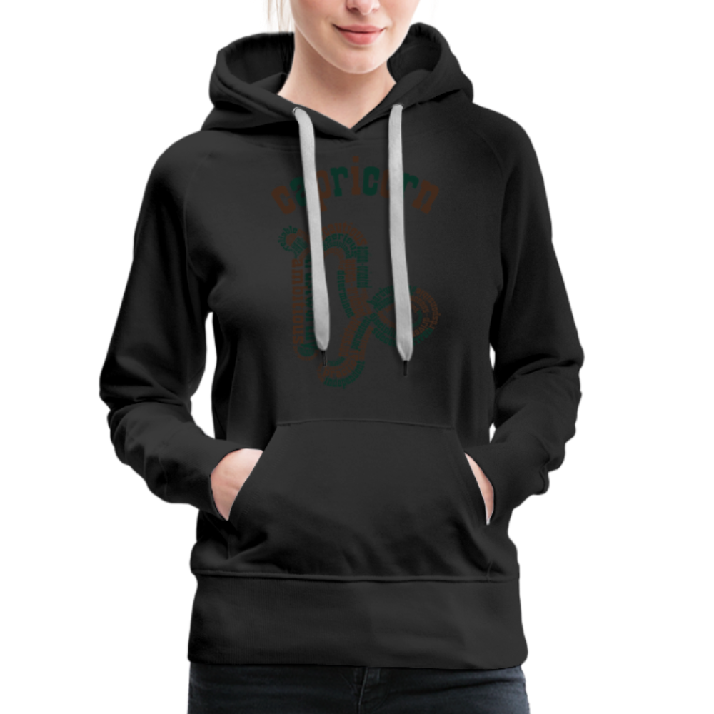 Women's Power Words Capricorn Premium Hoodie - black