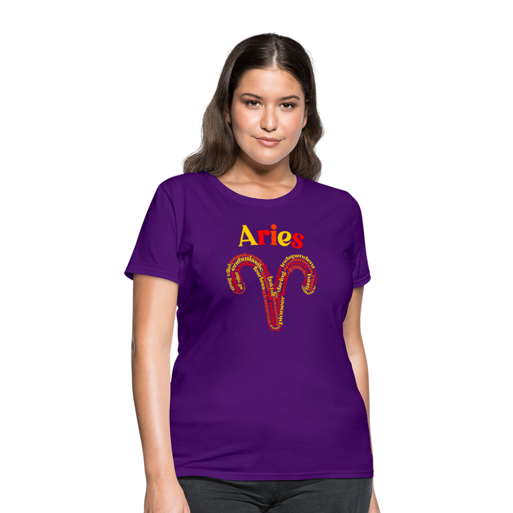 Women's Power Words Aries T-Shirt - purple