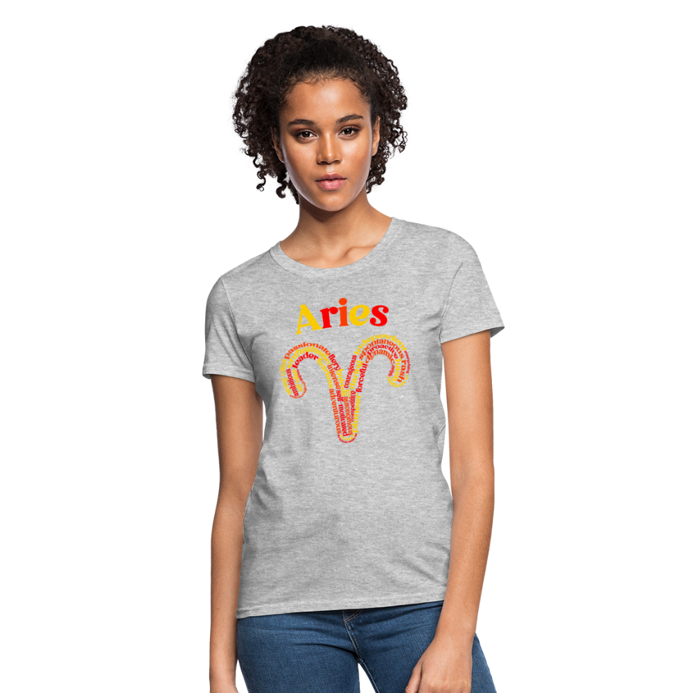 Women's Power Words Aries T-Shirt - heather gray