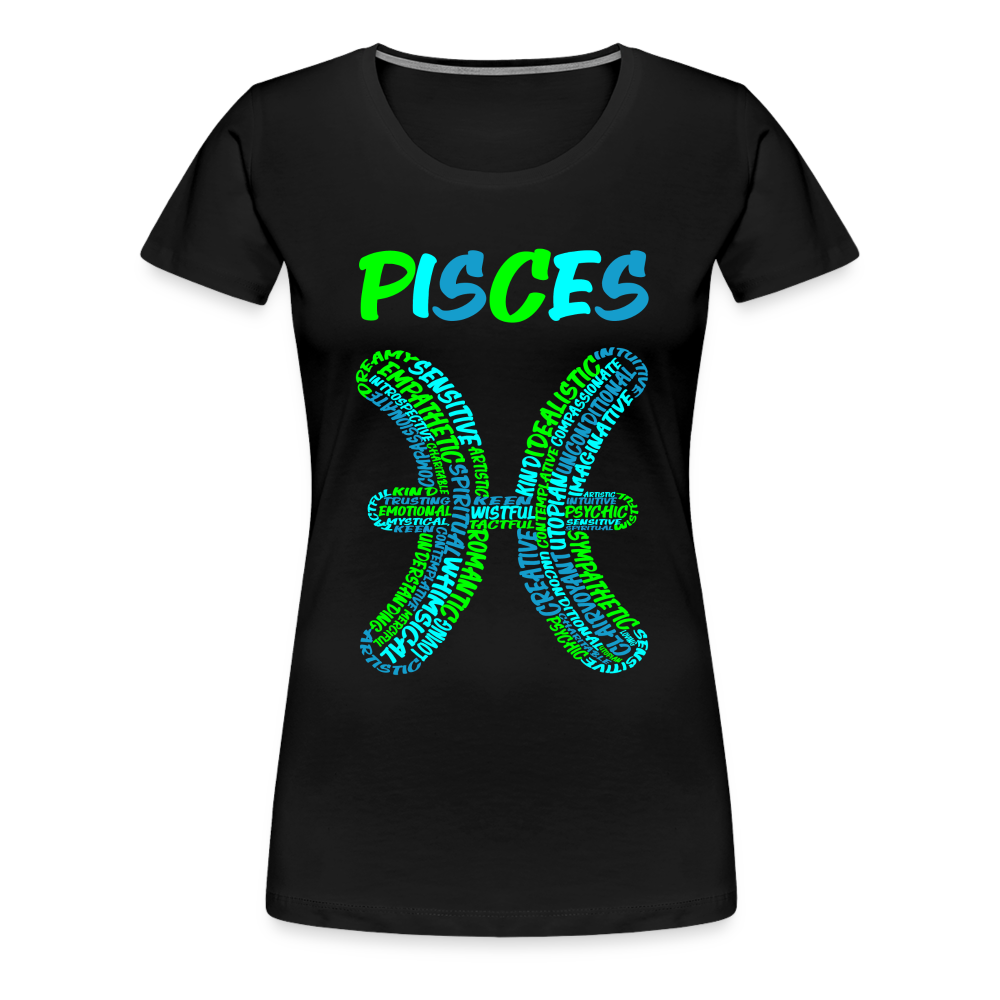 Women's Power Words Pisces Premium T-Shirt - black