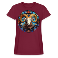 Thumbnail for Women's Mosaic Aries Relaxed Fit T-Shirt - burgundy