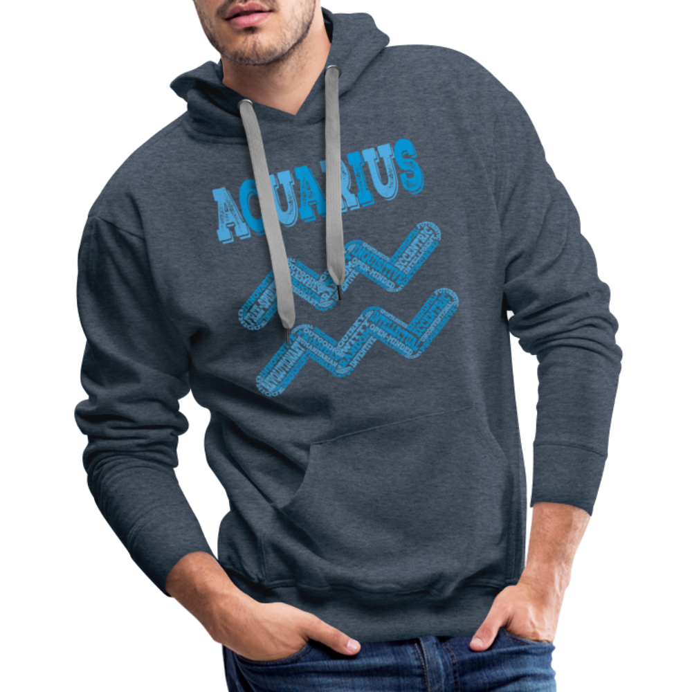 Men's Power Words Aquarius Premium Hoodie - heather denim