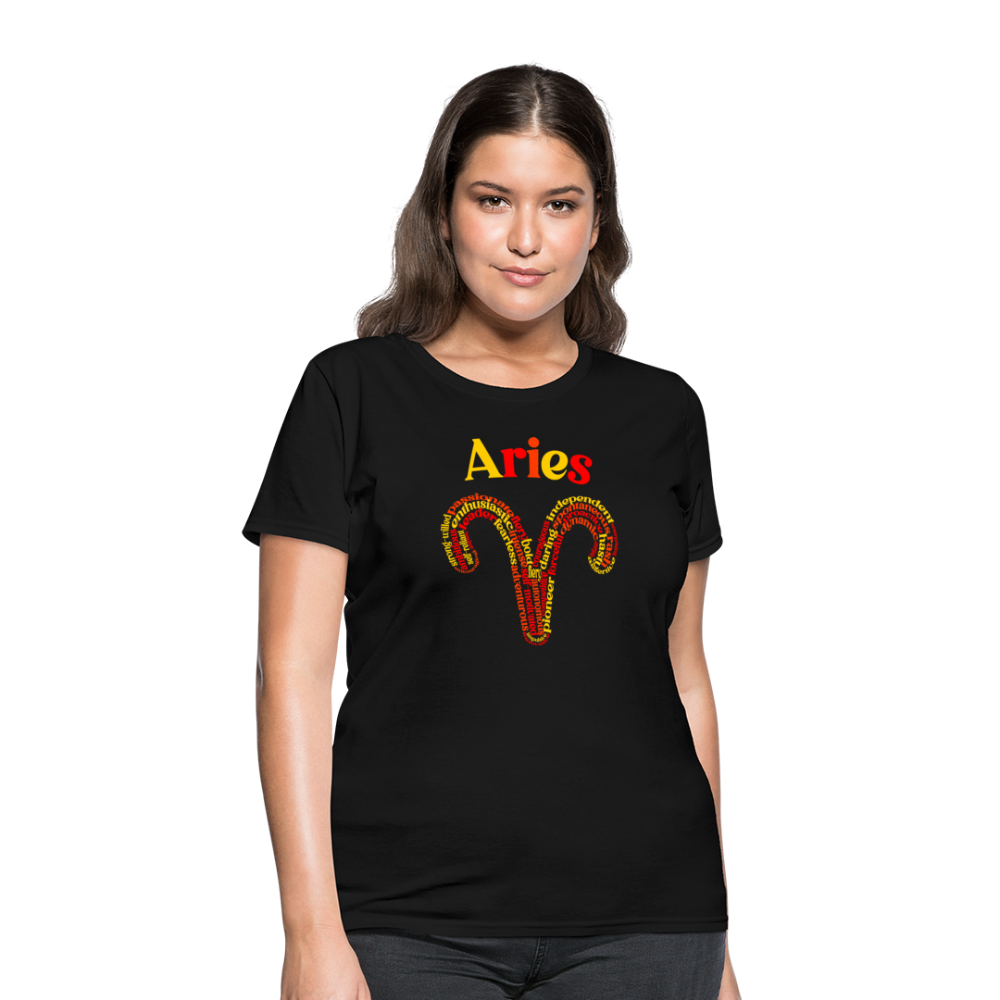 Women's Power Words Aries T-Shirt - black