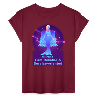 Thumbnail for Women's Neon Virgo Relaxed Fit T-Shirt - burgundy