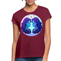 Thumbnail for Women's Magic Gemini Relaxed Fit T-Shirt - burgundy