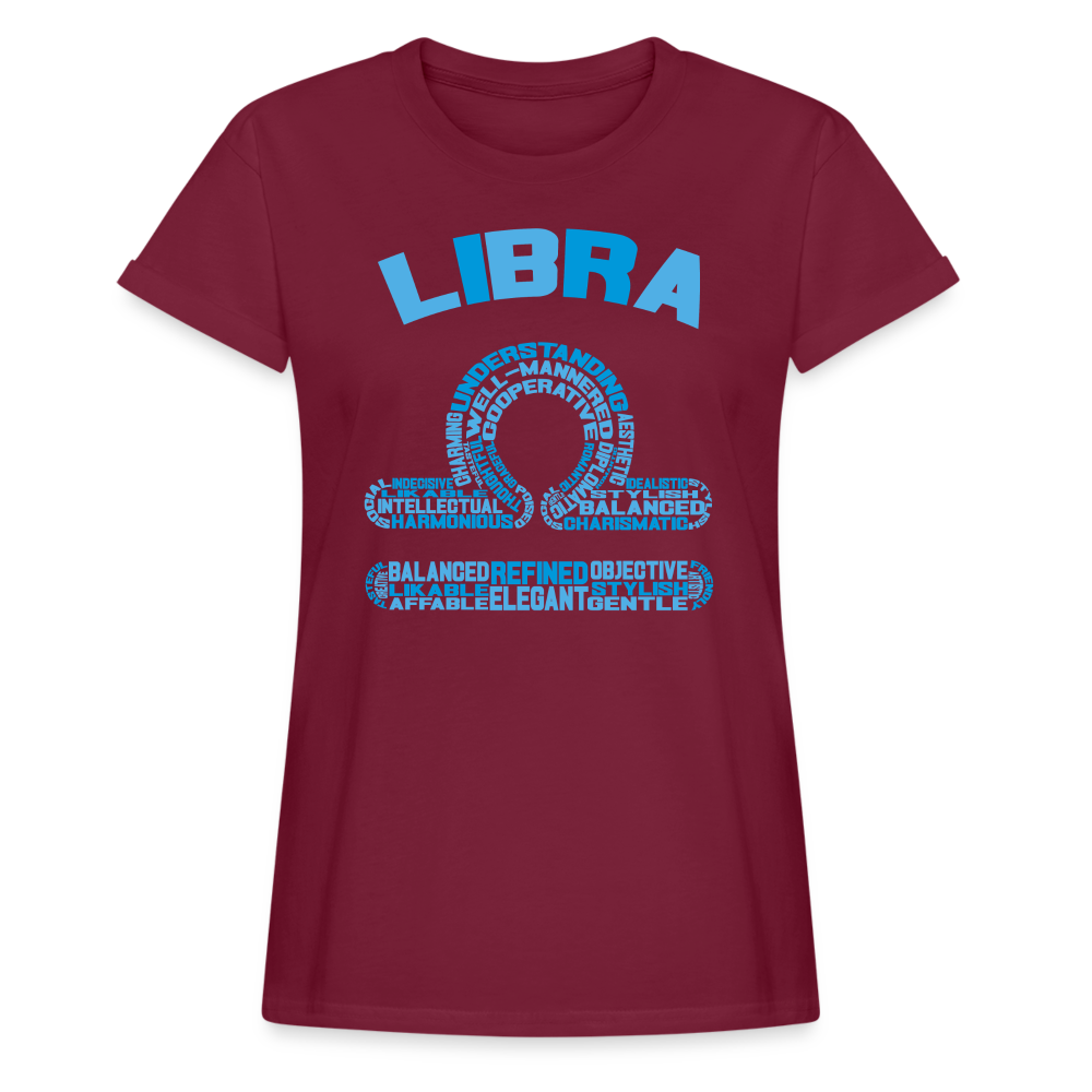 Women's Power Words Libra Relaxed Fit T-Shirt - burgundy