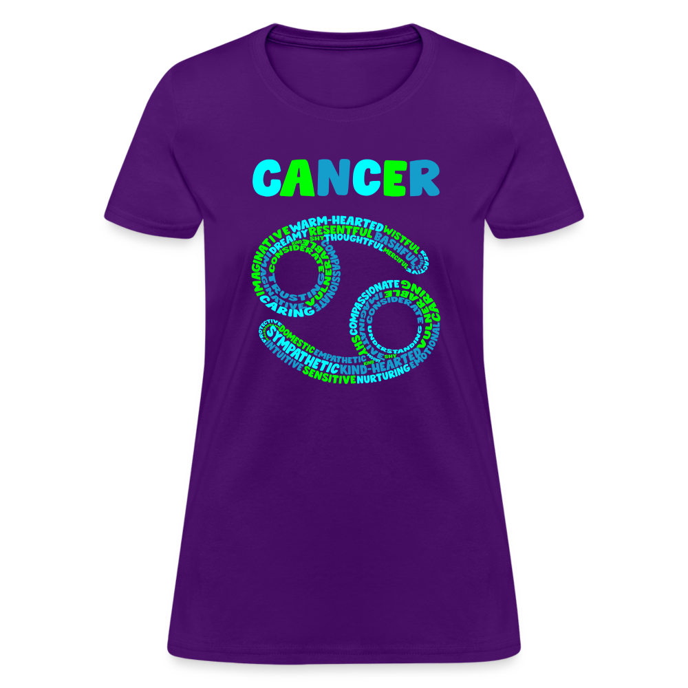 Women's Power Words Cancer T-Shirt - purple