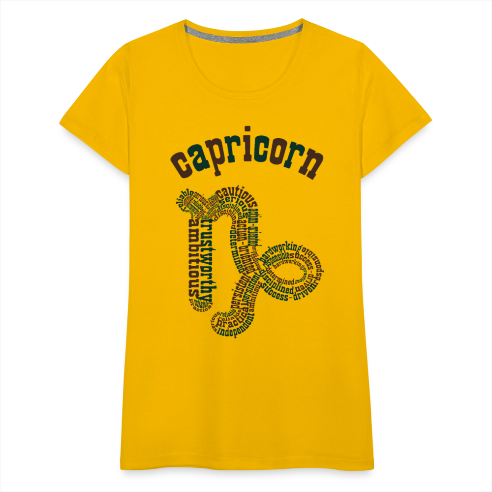 Women's Power Words Capricorn Premium T-Shirt - sun yellow