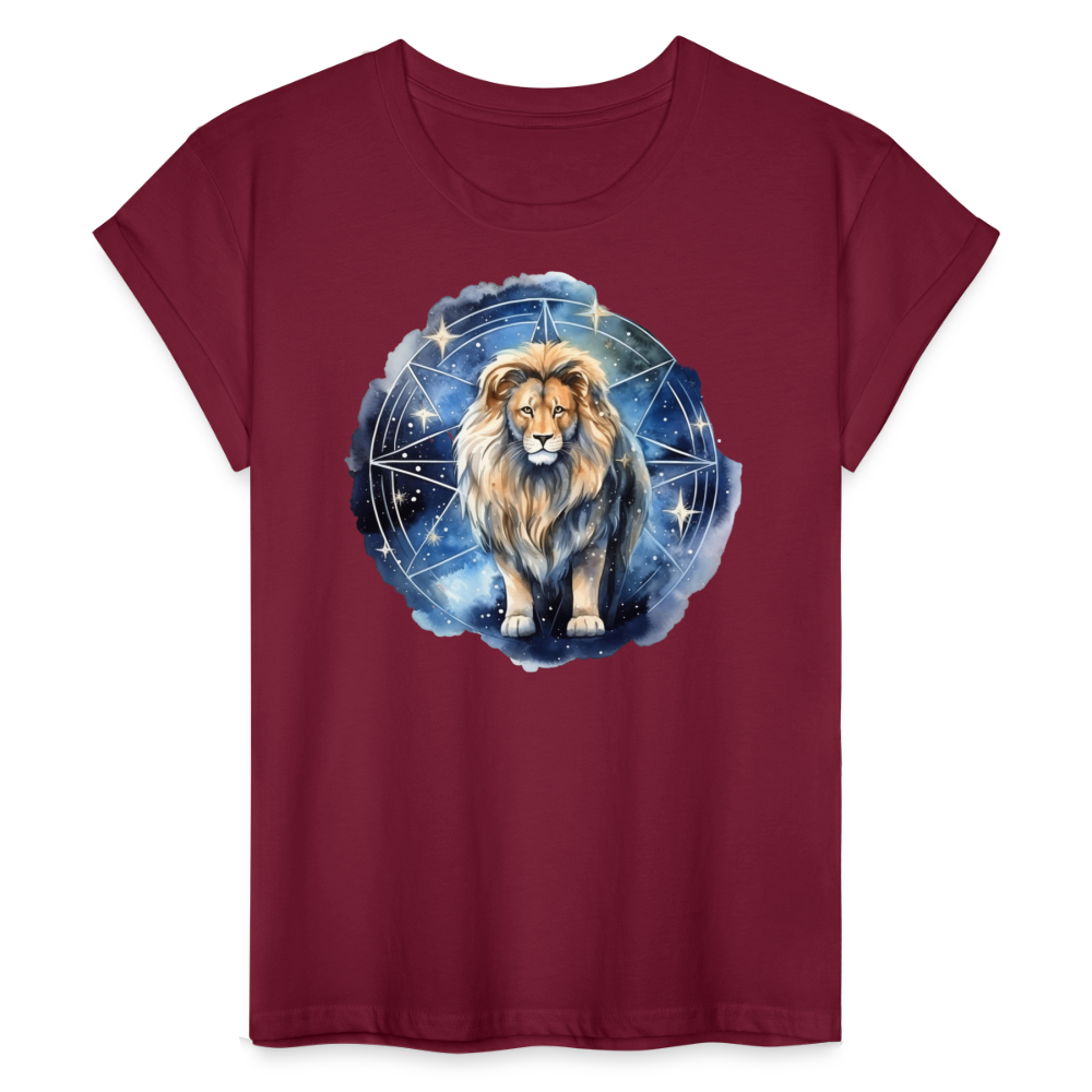 Women's Mythical Leo Relaxed Fit T-Shirt - burgundy