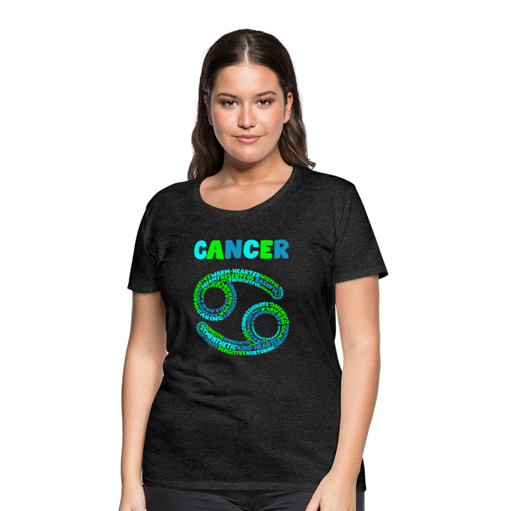 Women's Power Words Cancer Premium T-Shirt - charcoal grey