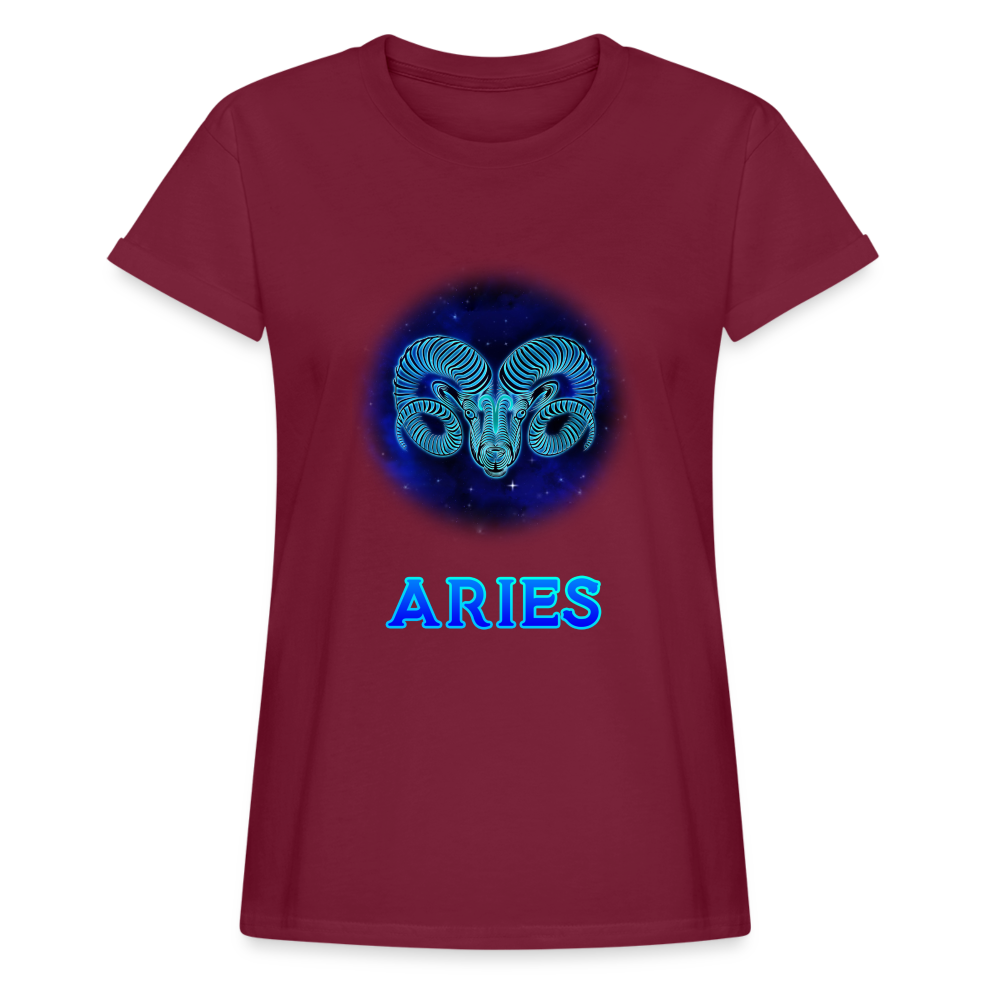 Women's Aries Relaxed Fit T-Shirt - burgundy