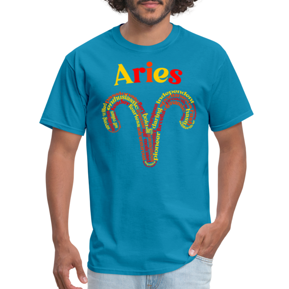 Men's Power Words Aries Classic T-Shirt - turquoise