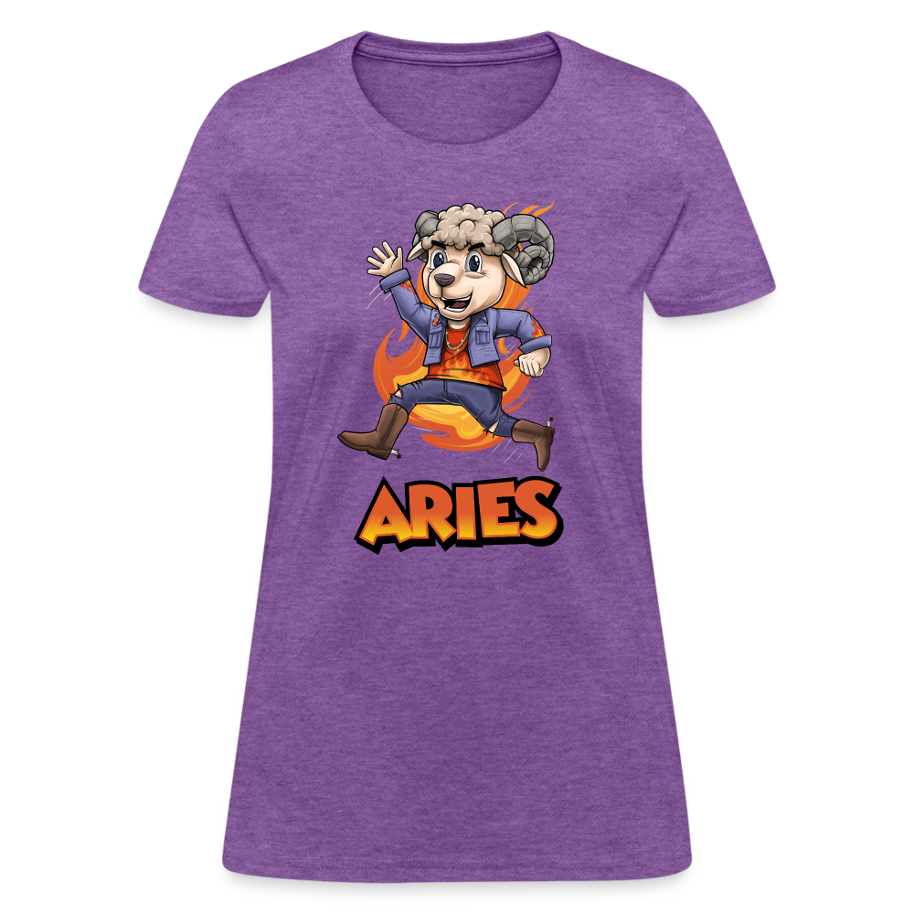 Women's Playful Aries T-Shirt - purple heather