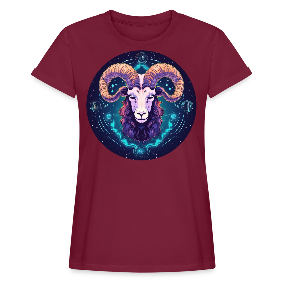 Women's Mystic  Aries Relaxed Fit T-Shirt - burgundy