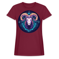 Thumbnail for Women's Mystic  Aries Relaxed Fit T-Shirt - burgundy