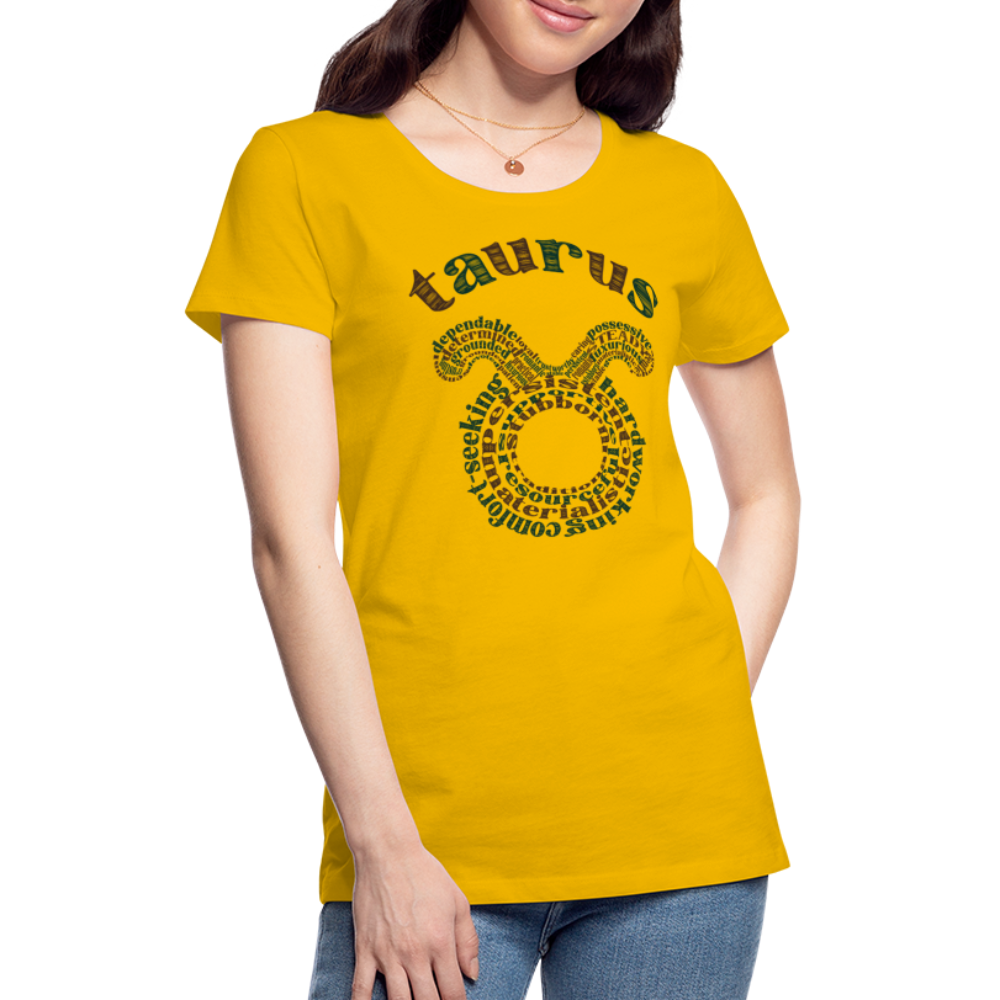 Women's Power Words Taurus Premium T-Shirt - sun yellow