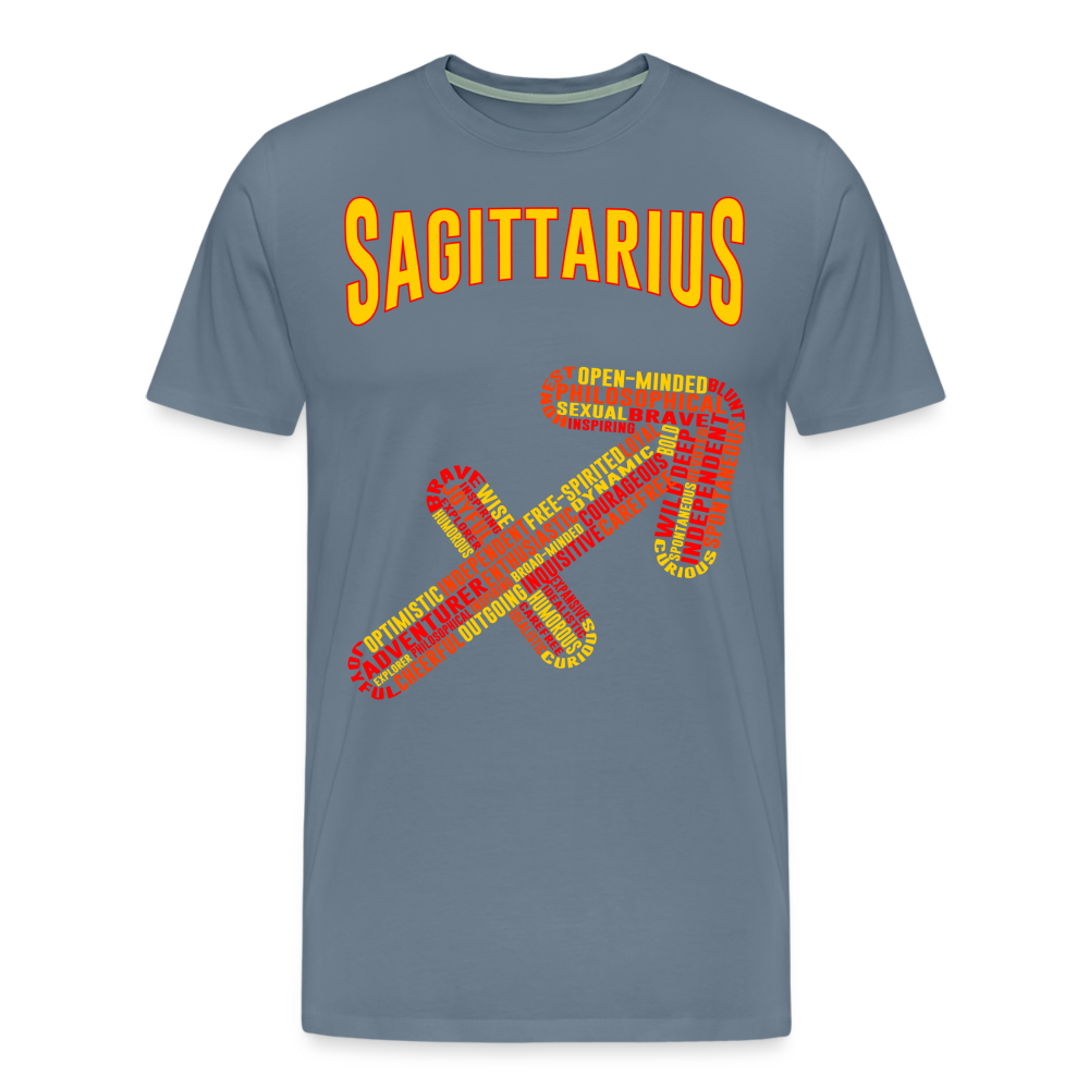 Men's Power Words Sagittarius Premium T-Shirt - steel blue