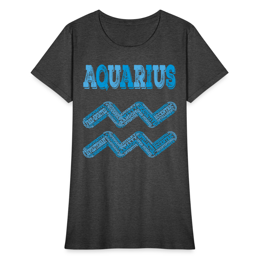 Women's Power Words Aquarius T-Shirt - heather black