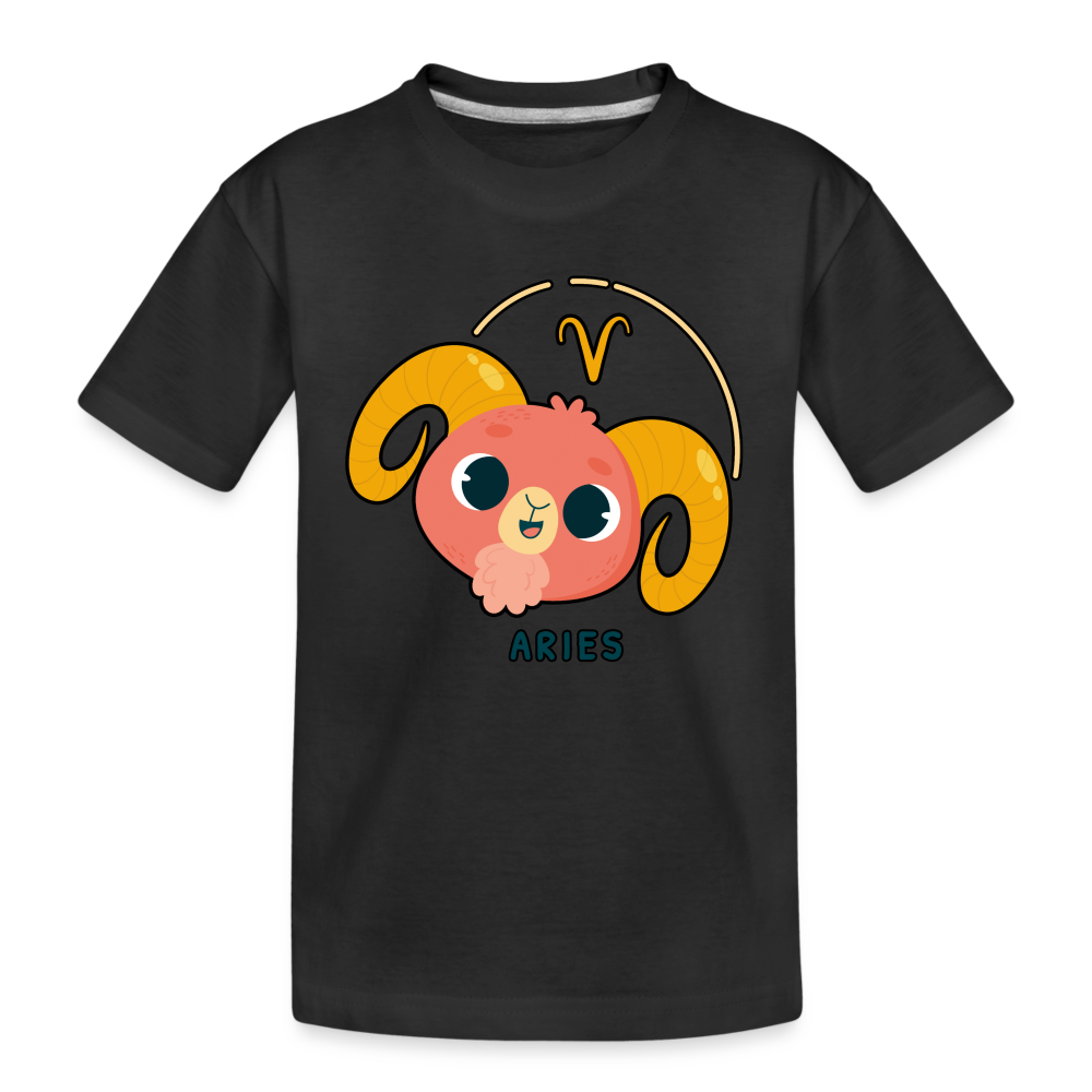 Kid’s Cartoony Aries Premium Organic T-Shirt - black