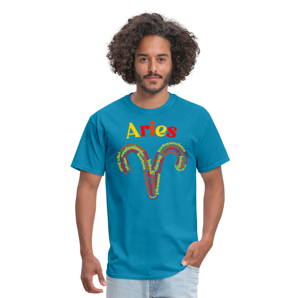 Men's Power Words Aries Classic T-Shirt - turquoise