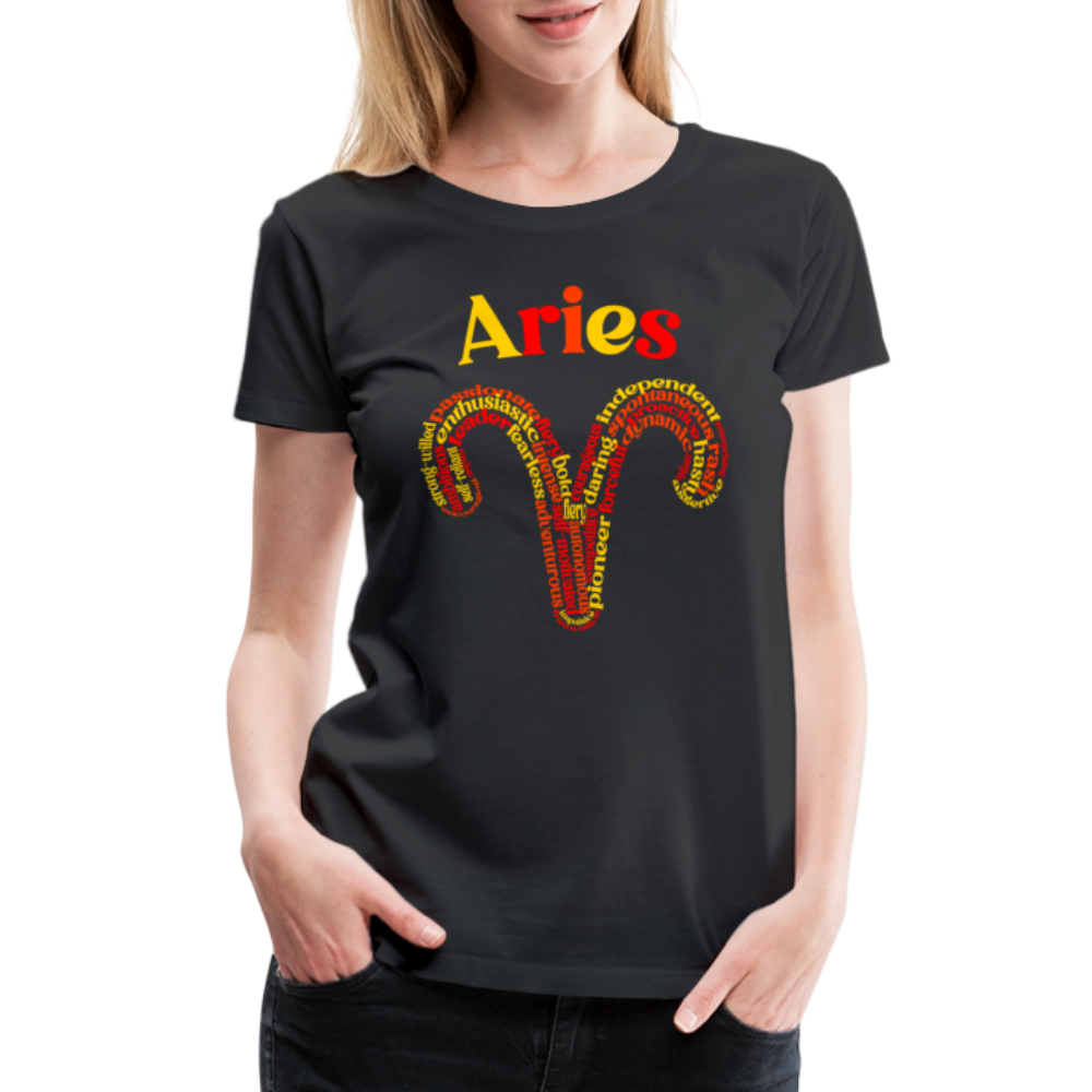 Women's Power Words Aries Premium T-Shirt - black