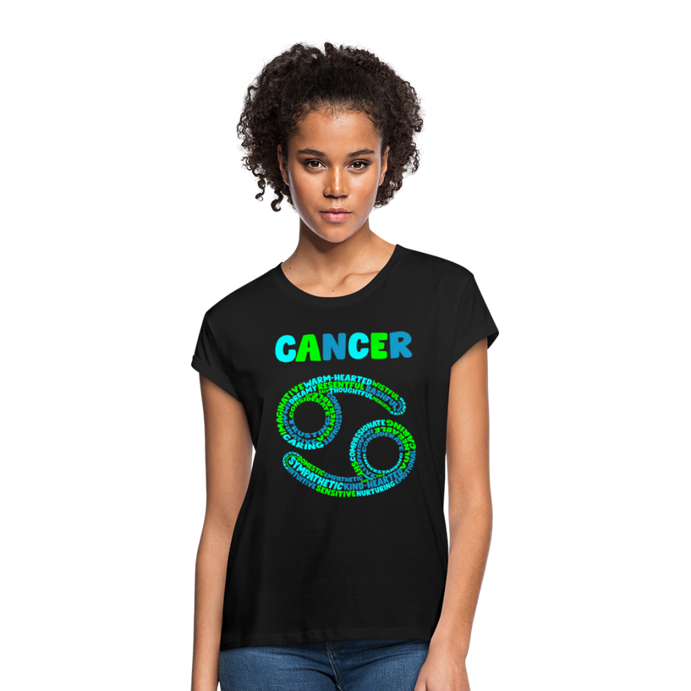 Women's Power Words Cancer Relaxed Fit T-Shirt - black