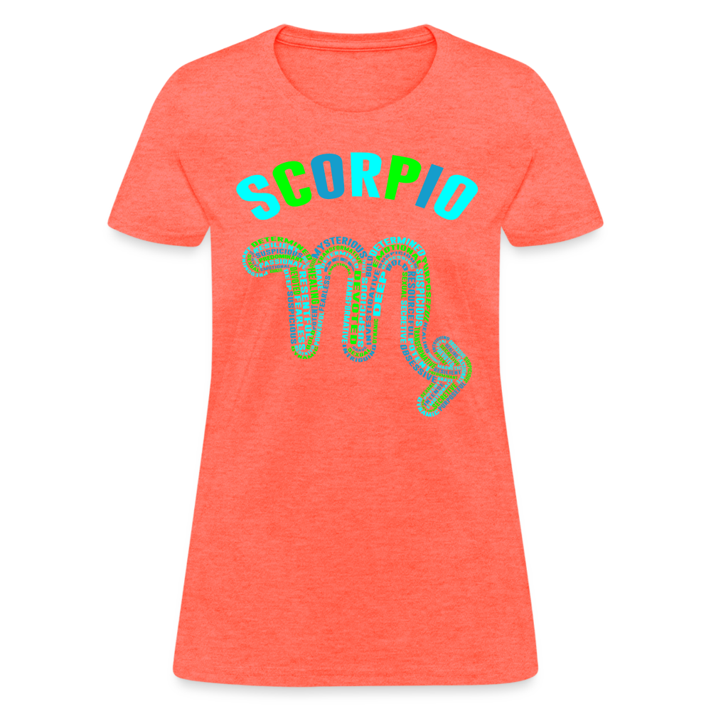 Women's Power Words Scorpio T-Shirt - heather coral