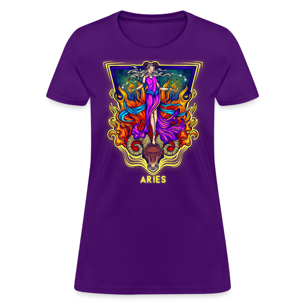 Women's Cosmic Aries Design T-Shirt - purple