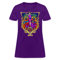 Thumbnail for Women's Cosmic Aries Design T-Shirt - purple