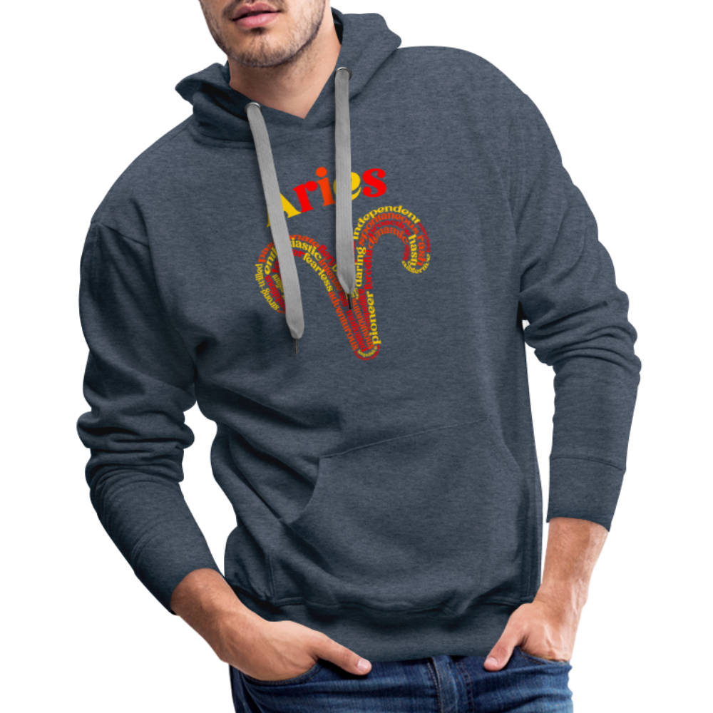 Men's Power Words Aries Premium Hoodie - heather denim