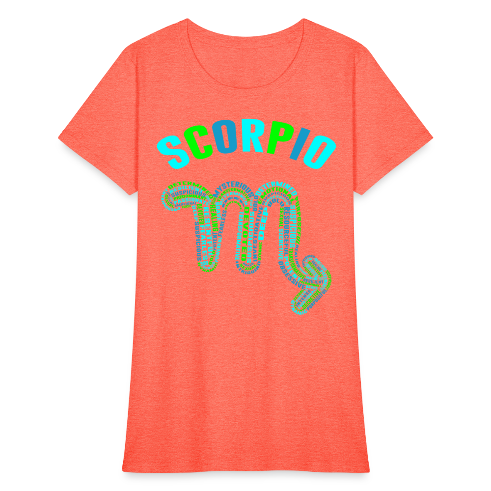 Women's Power Words Scorpio T-Shirt - heather coral