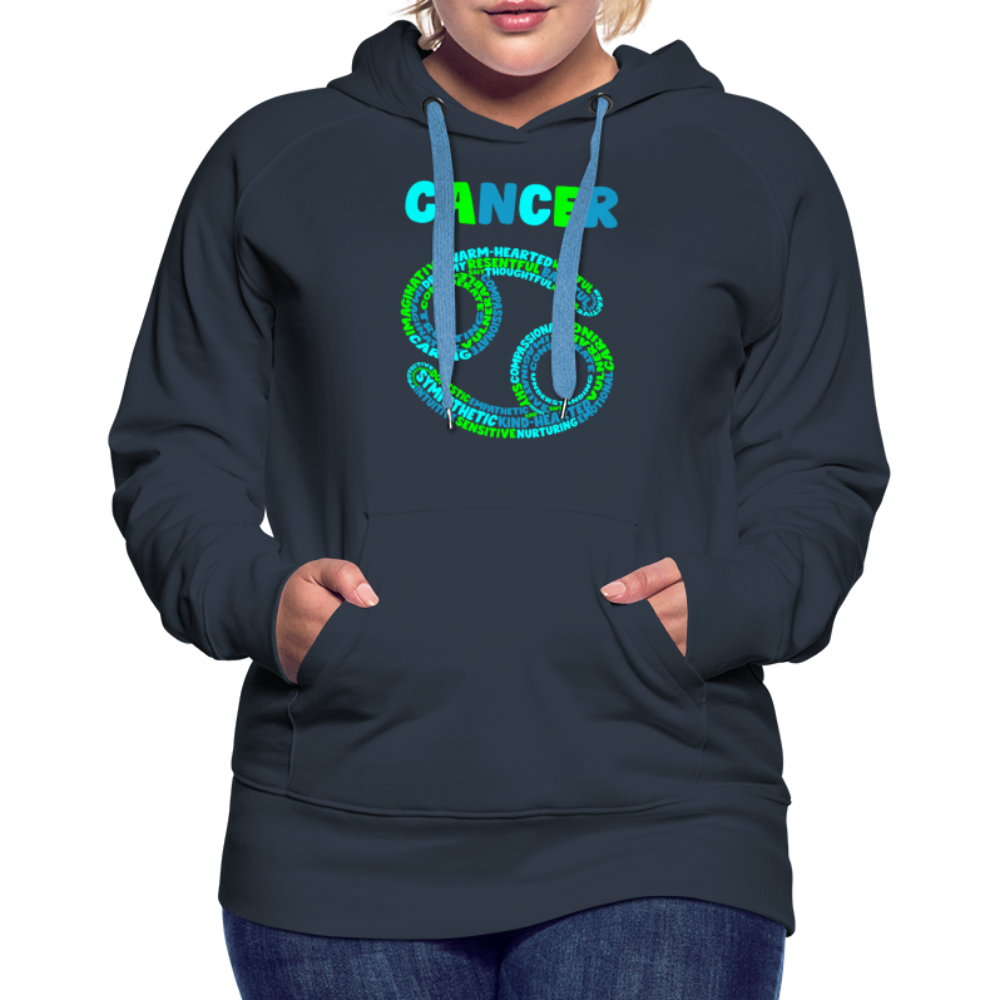 Women's Power Words Cancer Premium Hoodie - navy