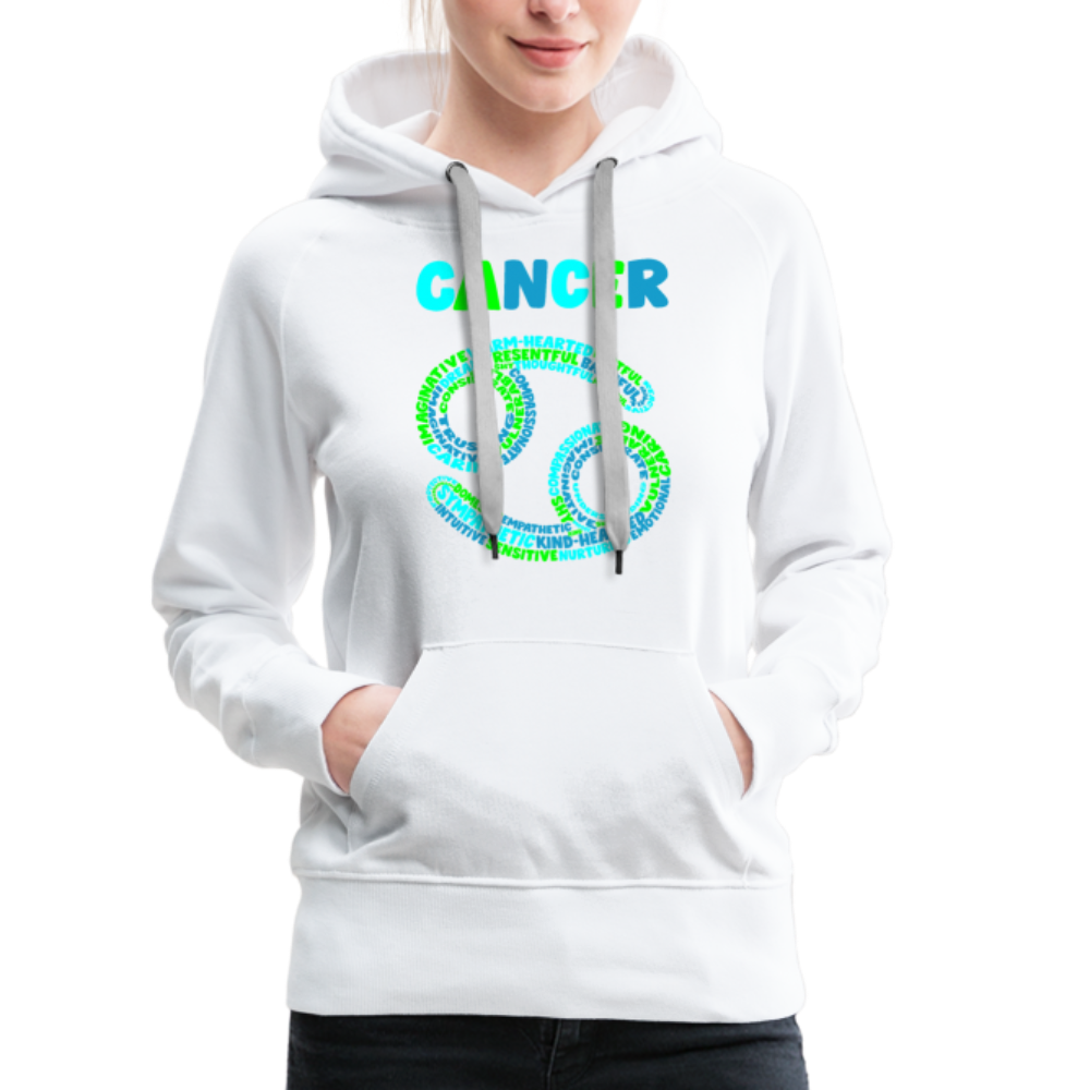 Women's Power Words Cancer Premium Hoodie - white