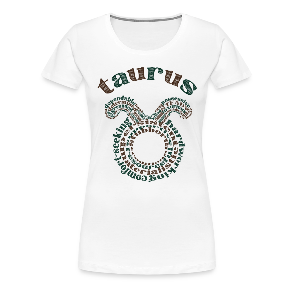 Women's Power Words Taurus Premium T-Shirt - white