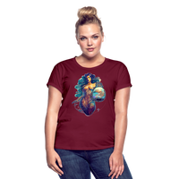 Thumbnail for Women's Mythical Aquarius Relaxed Fit T-Shirt - burgundy