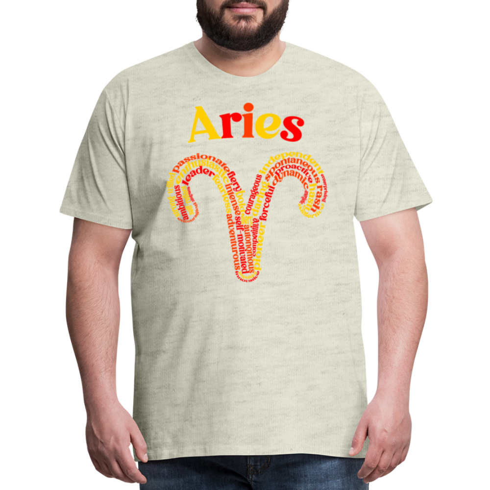 Men's Power Words Aries Premium T-Shirt - heather oatmeal