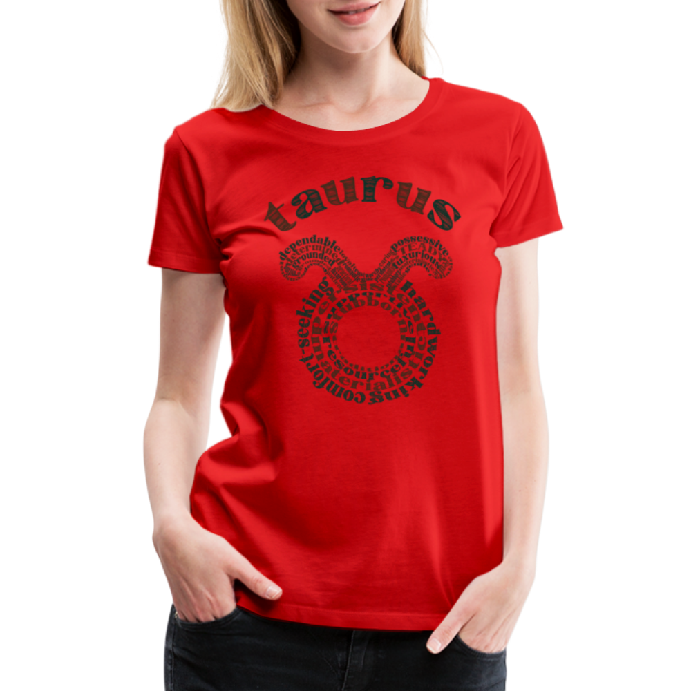 Women's Power Words Taurus Premium T-Shirt - red