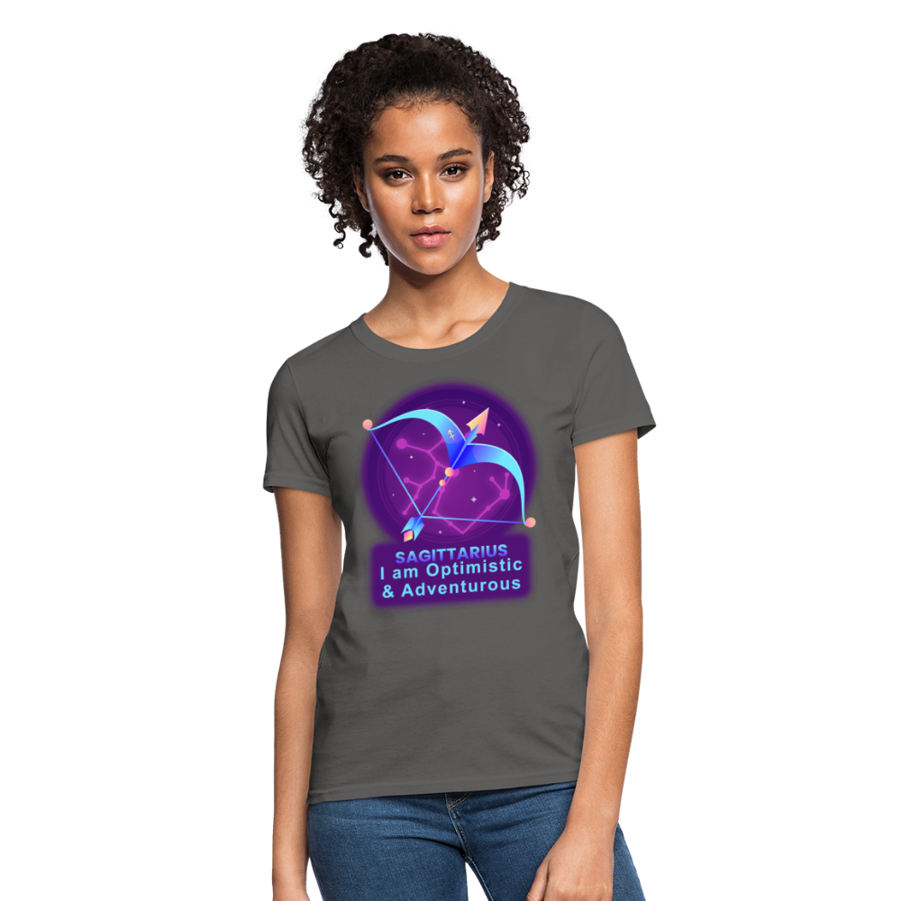 Women's Neon Sagittarius T-Shirt - charcoal