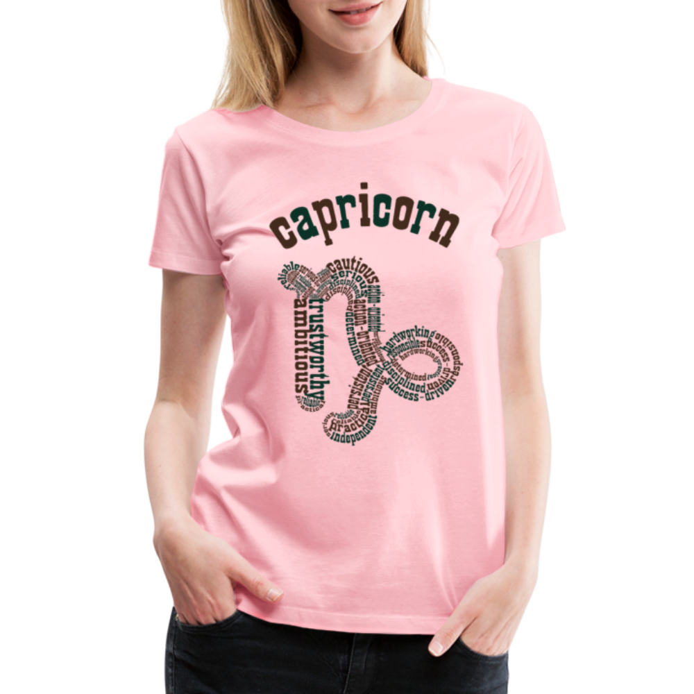 Women's Power Words Capricorn Premium T-Shirt - pink