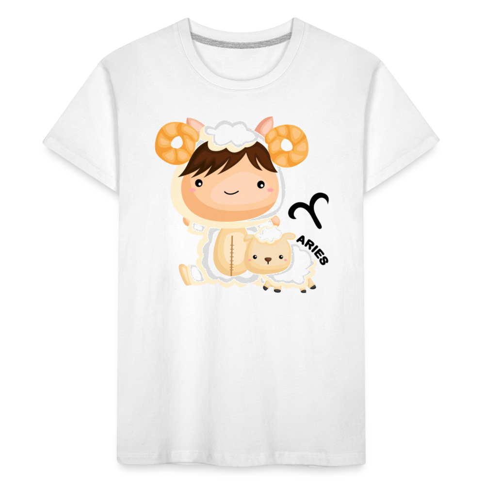 Kid’s Astro Girl Aries Premium Organic T-Shirt - white