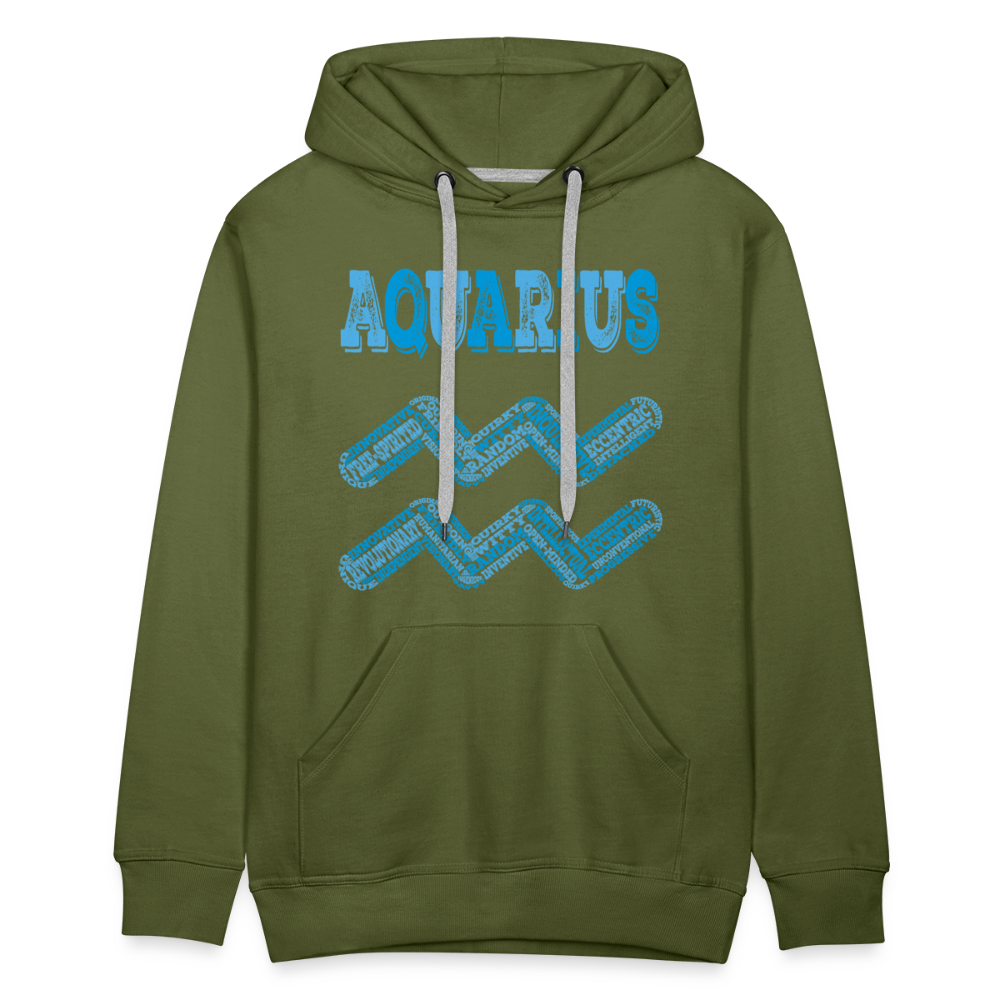 Men's Power Words Aquarius Premium Hoodie - olive green