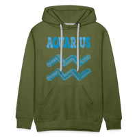 Thumbnail for Men's Power Words Aquarius Premium Hoodie - olive green