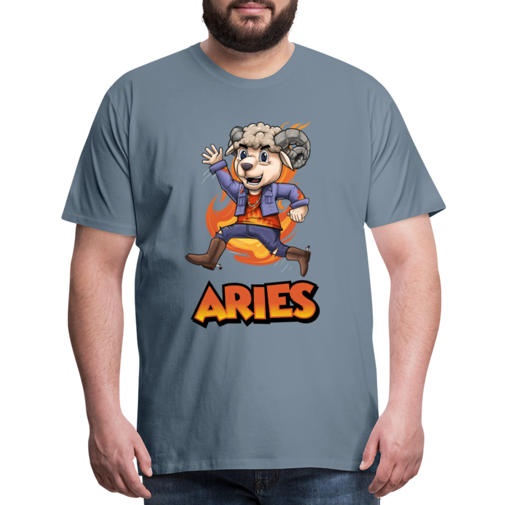 Men's Playful Aries Premium T-Shirt - steel blue