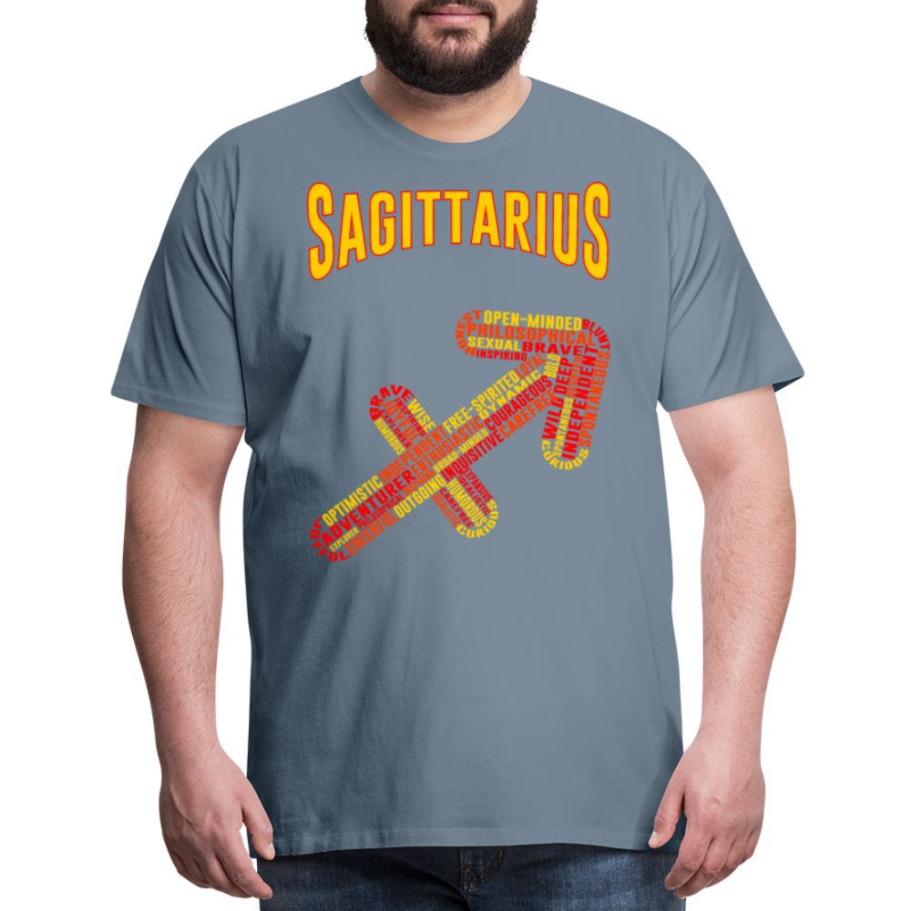 Men's Power Words Sagittarius Premium T-Shirt - steel blue