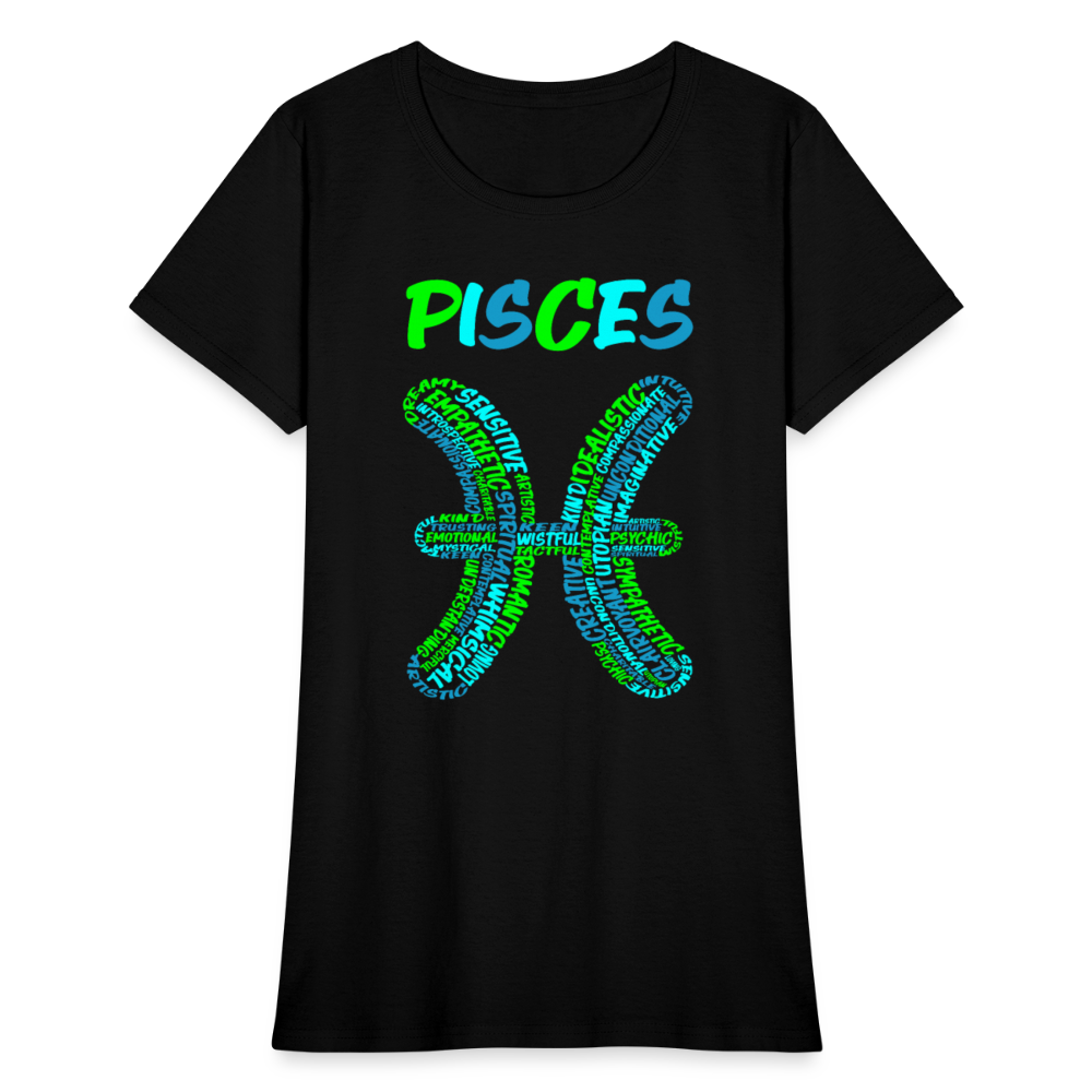 Women's Power Words Pisces T-Shirt - black