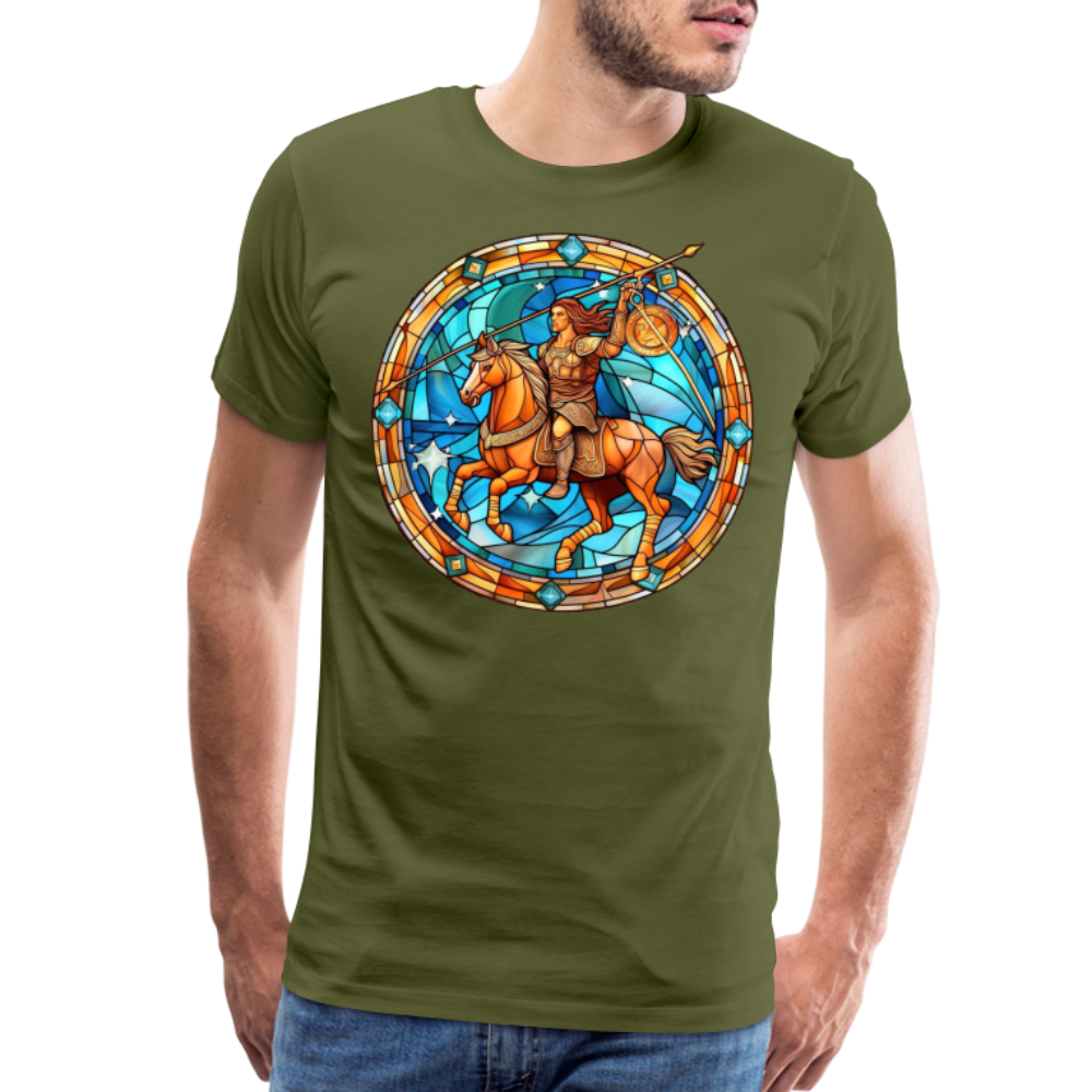 Men's Mosaic Sagittarius Premium T-Shirt - olive green