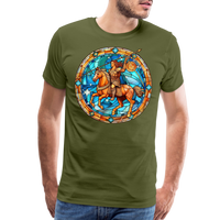 Thumbnail for Men's Mosaic Sagittarius Premium T-Shirt - olive green