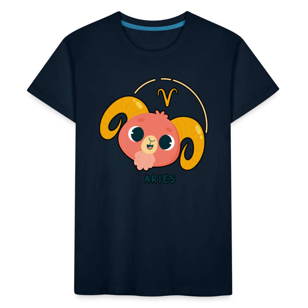 Kid’s Cartoony Aries Premium Organic T-Shirt - deep navy