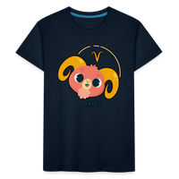 Thumbnail for Kid’s Cartoony Aries Premium Organic T-Shirt - deep navy